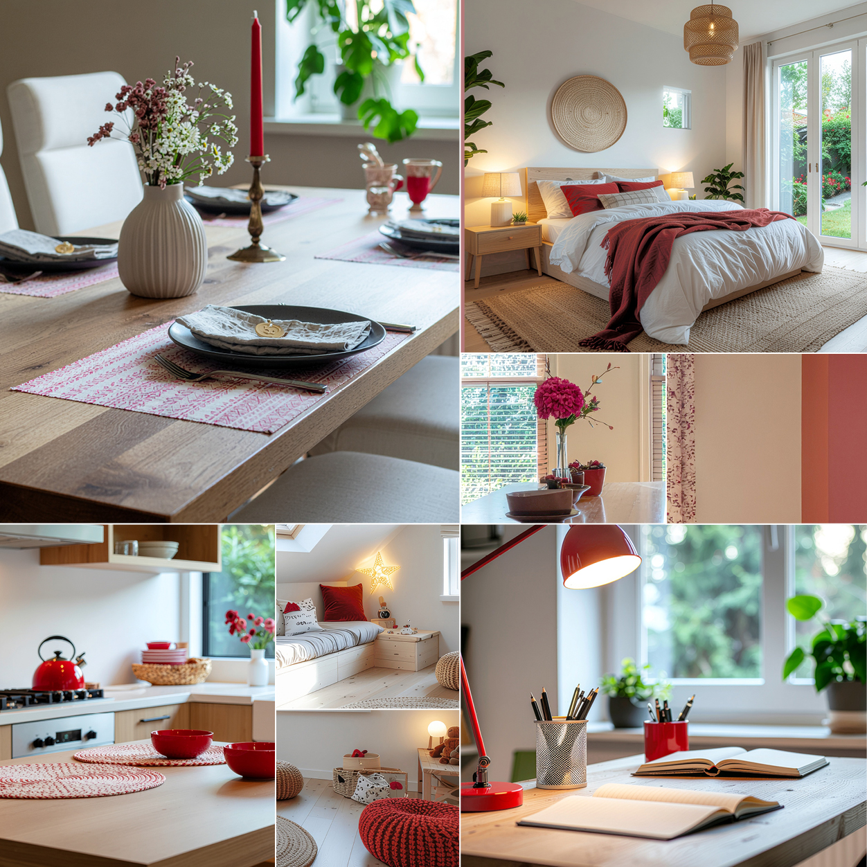 Farbcollage aus zarten Rottönen