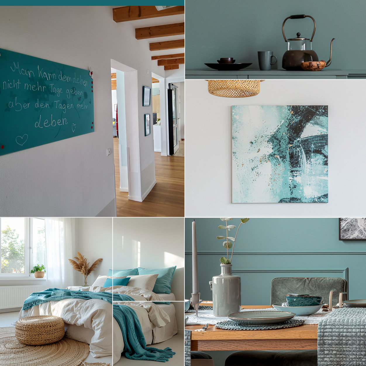 Bildcollage Blaugrün